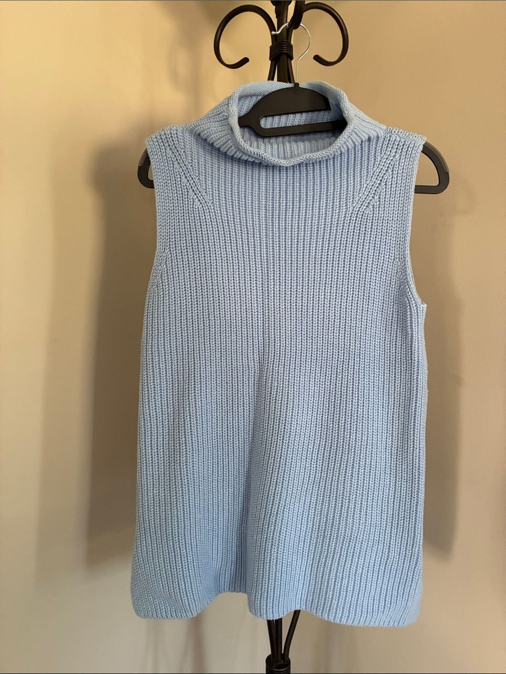 Ann Taylor Factory Light Blue Sleeveless Turtleneck Sweater